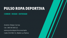 Tarjeta de visita de la empresa Pulso Ropa Deportiva Pulso Ropa Deportiva