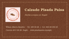 Tarjeta de visita de la empresa Calzado Pisada Paisa Calzado Pisada Paisa