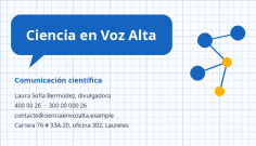 Tarjeta de visita de la empresa Ciencia En Voz Alta Ciencia En Voz Alta