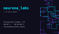 Tarjeta de visita de la empresa Neurona Labs Neurona Labs
