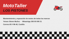 Tarjeta de visita de la empresa MotoTaller Los Pistones MotoTaller Los Pistones