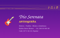 Tarjeta de visita de la empresa Trío Serenata Antioqueña Trío Serenata Antioqueña